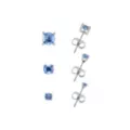 Multi-Pack 14K White Gold-Plated Blue CZ Stud Earrings 3 Pair - 20 Gauge at Spencer's