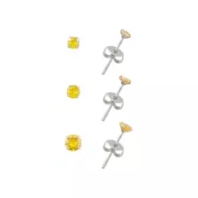 Multi-Pack Yellow CZ Stud Earrings 3 Pair - 20 Gauge at Spencer's