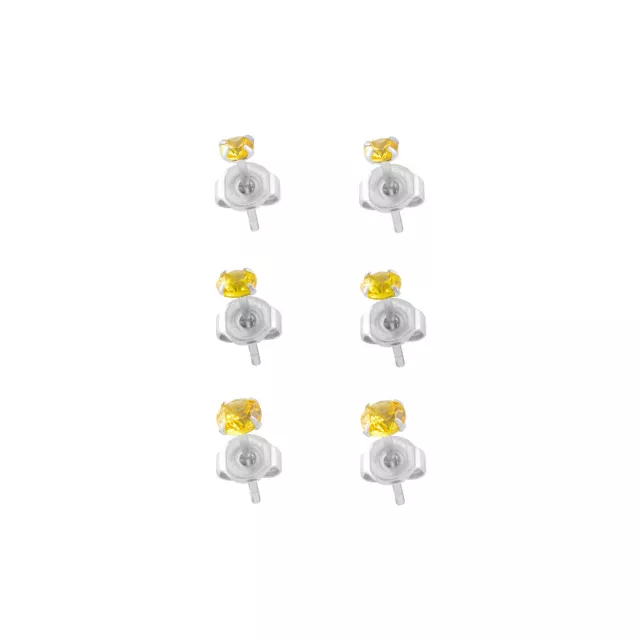 Multi-Pack Yellow CZ Stud Earrings 3 Pair - 20 Gauge at Spencer's