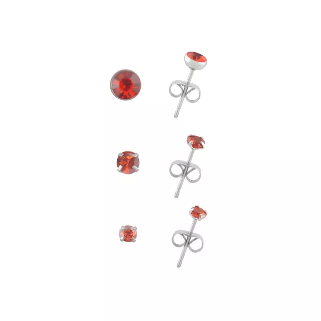 Multi-Pack Red CZ Stud Earrings 3 Pair - 20 Gauge at Spencer's