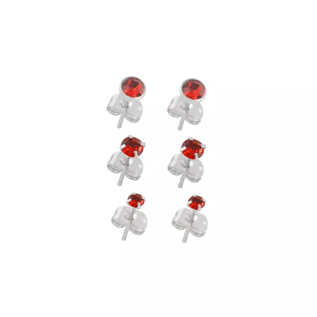 Multi-Pack Red CZ Stud Earrings 3 Pair - 20 Gauge at Spencer's