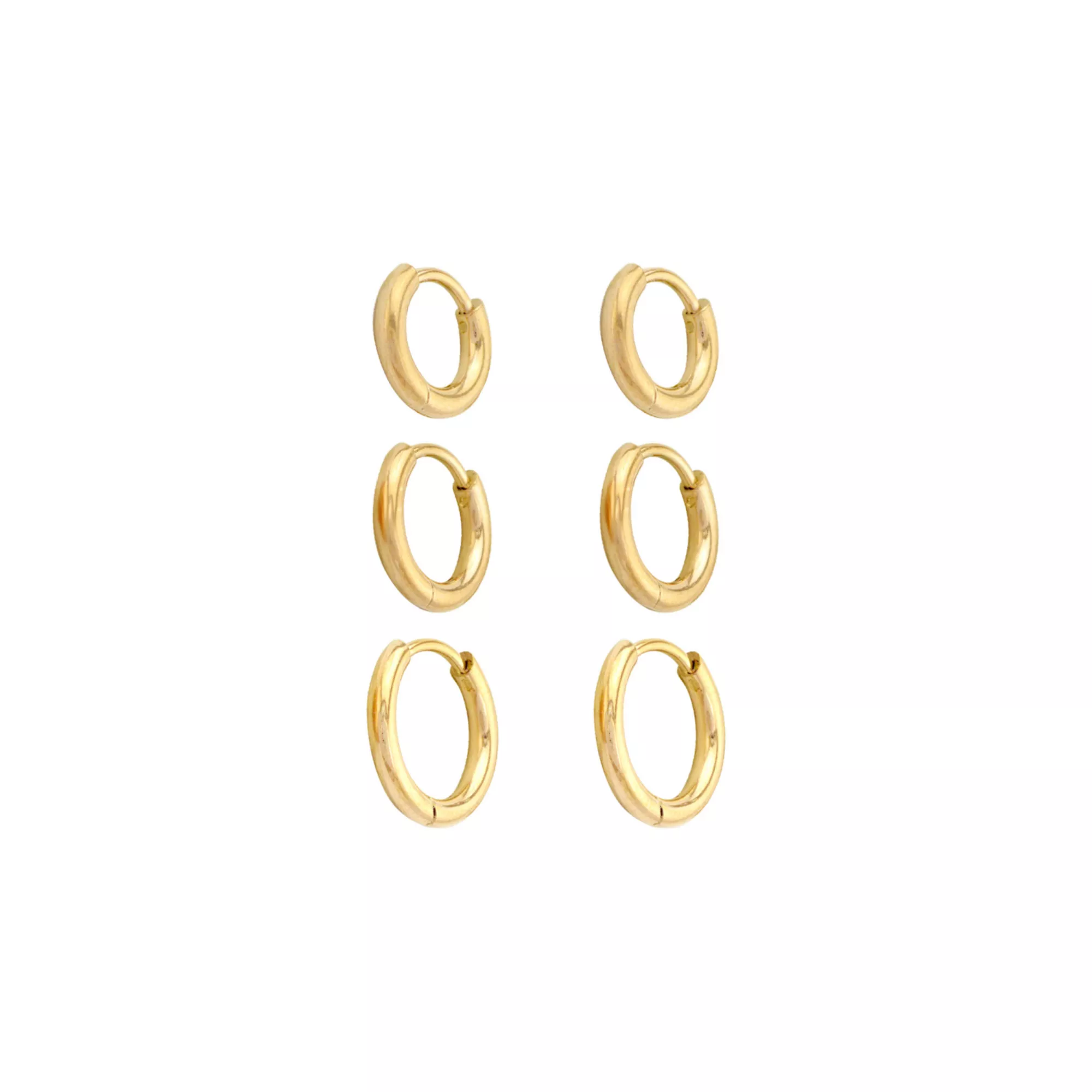 Multi-Pack 14K Gold-Plated Small Huggie Hoop Earrings 3 Pair - 20 Gauge at Spencer's