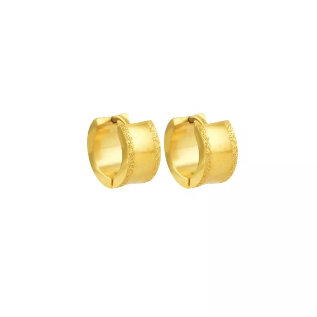 Goldtone Sandblasted Huggie Hoops - 18 Gauge at Spencer's