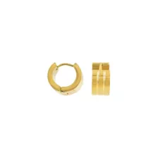 Goldtone Striped Huggie Hoops - 18 Gauge at Spencer's