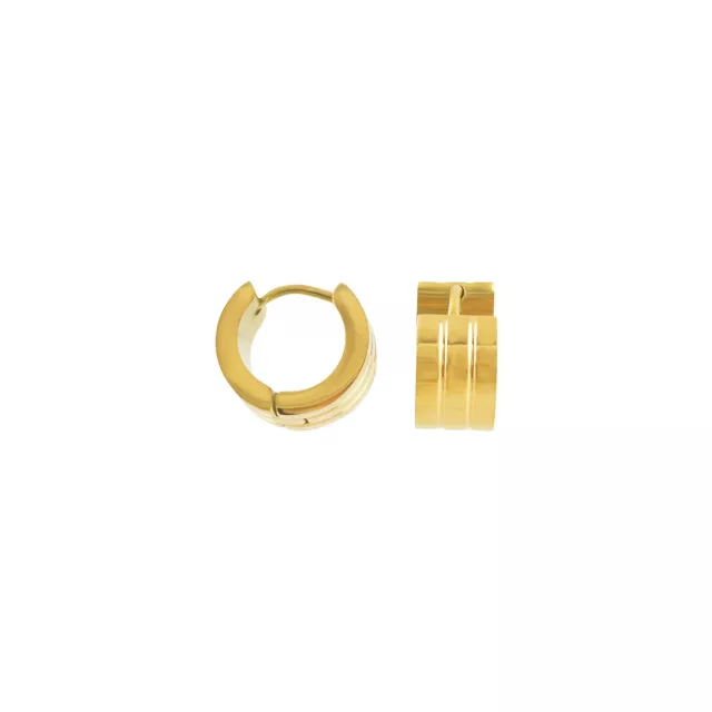 Goldtone Striped Huggie Hoops - 18 Gauge at Spencer's