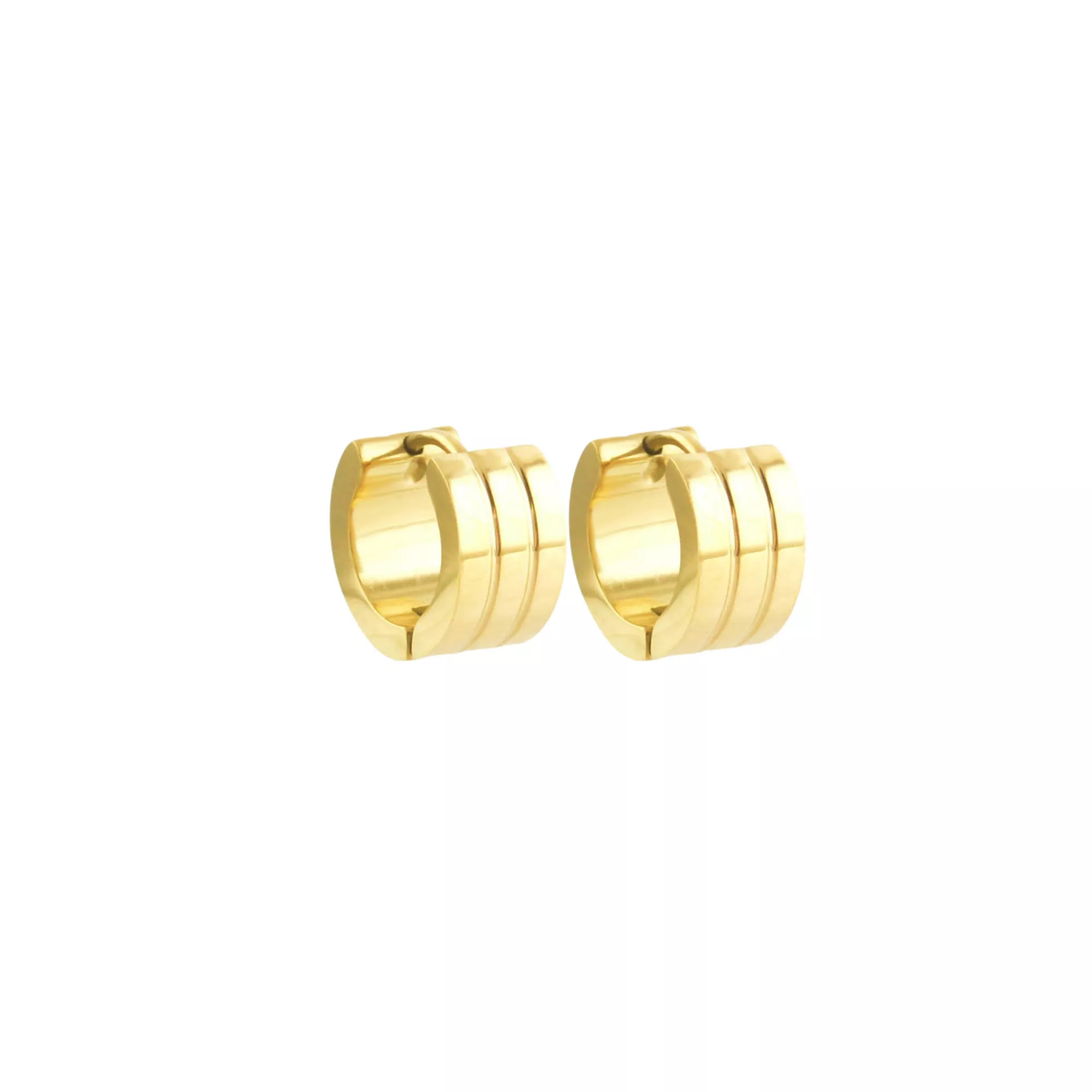 Goldtone Striped Huggie Hoops - 18 Gauge