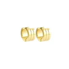 Goldtone Striped Huggie Hoops - 18 Gauge at Spencer's