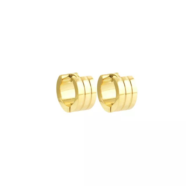 Goldtone Striped Huggie Hoops - 18 Gauge at Spencer's