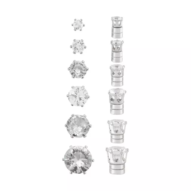 Multi-Pack Round CZ Magnetic Fake Stud Earrings - 6 Pair at Spencer's