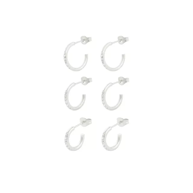 Multi-Pack Stacked CZ Half Hoop Earrings - 3 Pair at Spencer's
