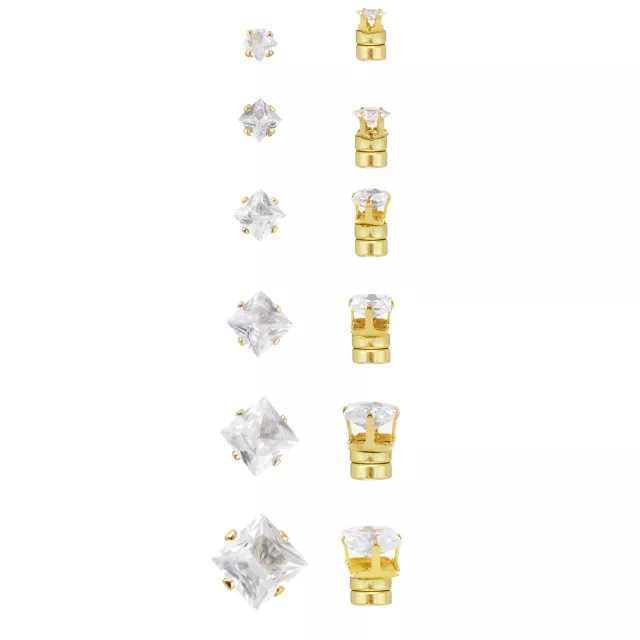 Multi-Pack Square CZ Magnetic Fake Stud Earrings - 6 Pair at Spencer's