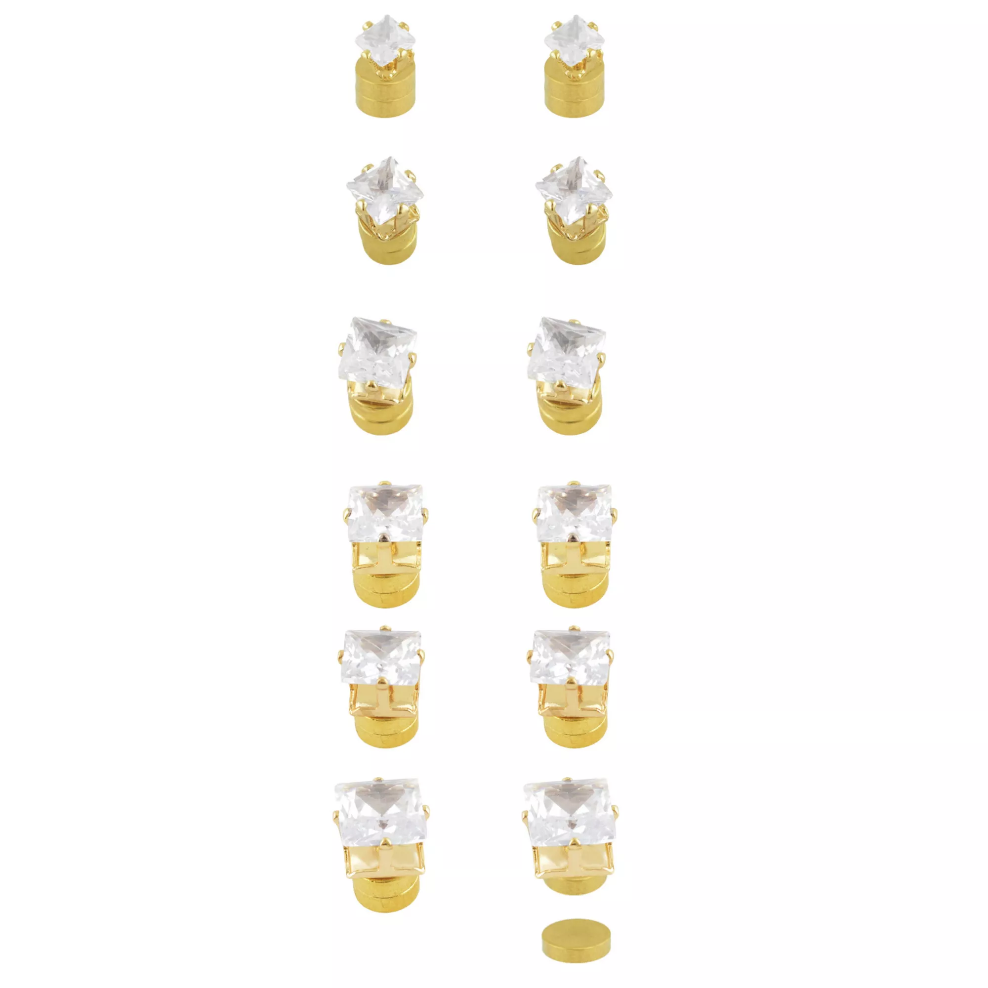 Multi-Pack Square CZ Magnetic Fake Stud Earrings - 6 Pair at Spencer's