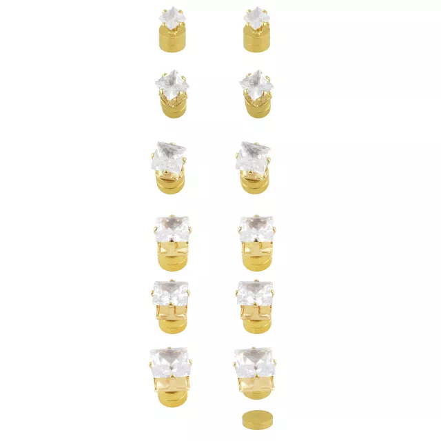 Multi-Pack Square CZ Magnetic Fake Stud Earrings - 6 Pair at Spencer's
