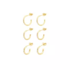 Multi-Pack Stacked CZ Goldtone Half Hoop Earrings - 3 Pair at Spencer's