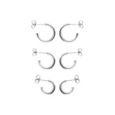 Multi-Pack Silvertone Basic Hoop Earrings 3 Pair - 18 Gauge at Spencer's