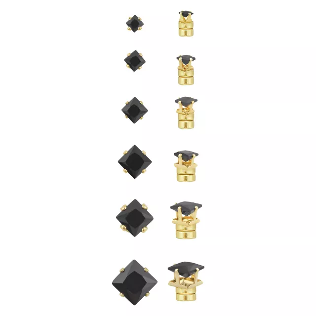Multi-Pack Black Square CZ Magnetic Fake Stud Earrings - 6 Pair at Spencer's
