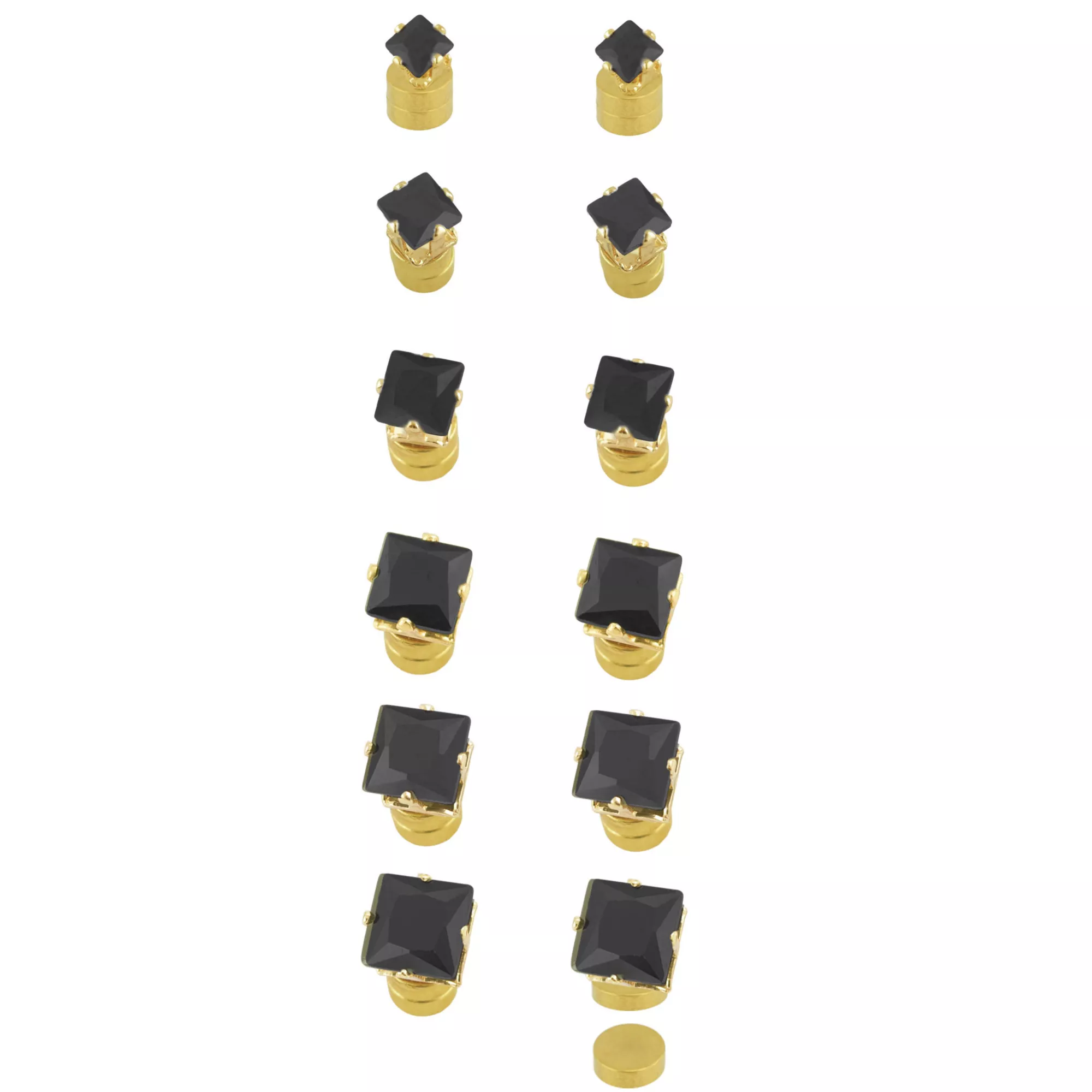 Multi-Pack Square CZ Magnetic Fake Stud Earrings