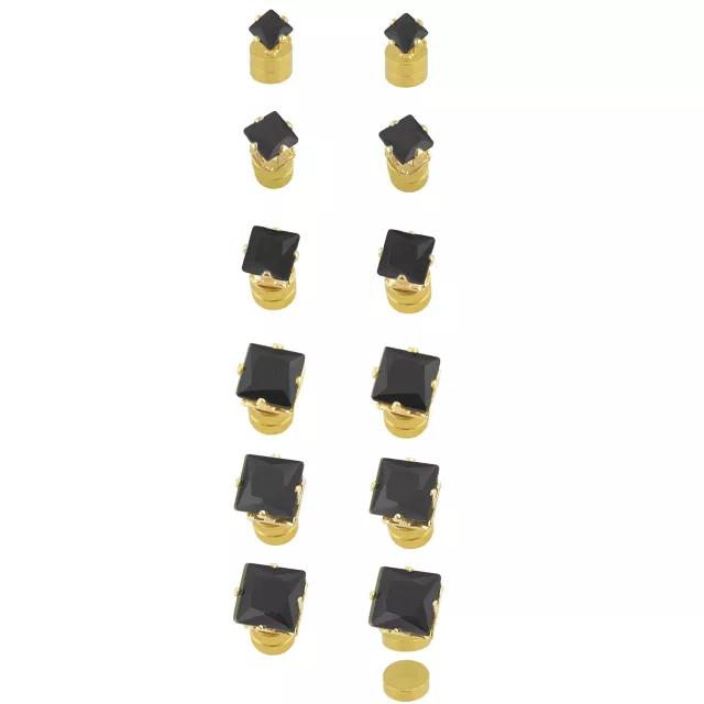 Multi-Pack Black Square CZ Magnetic Fake Stud Earrings - 6 Pair at Spencer's