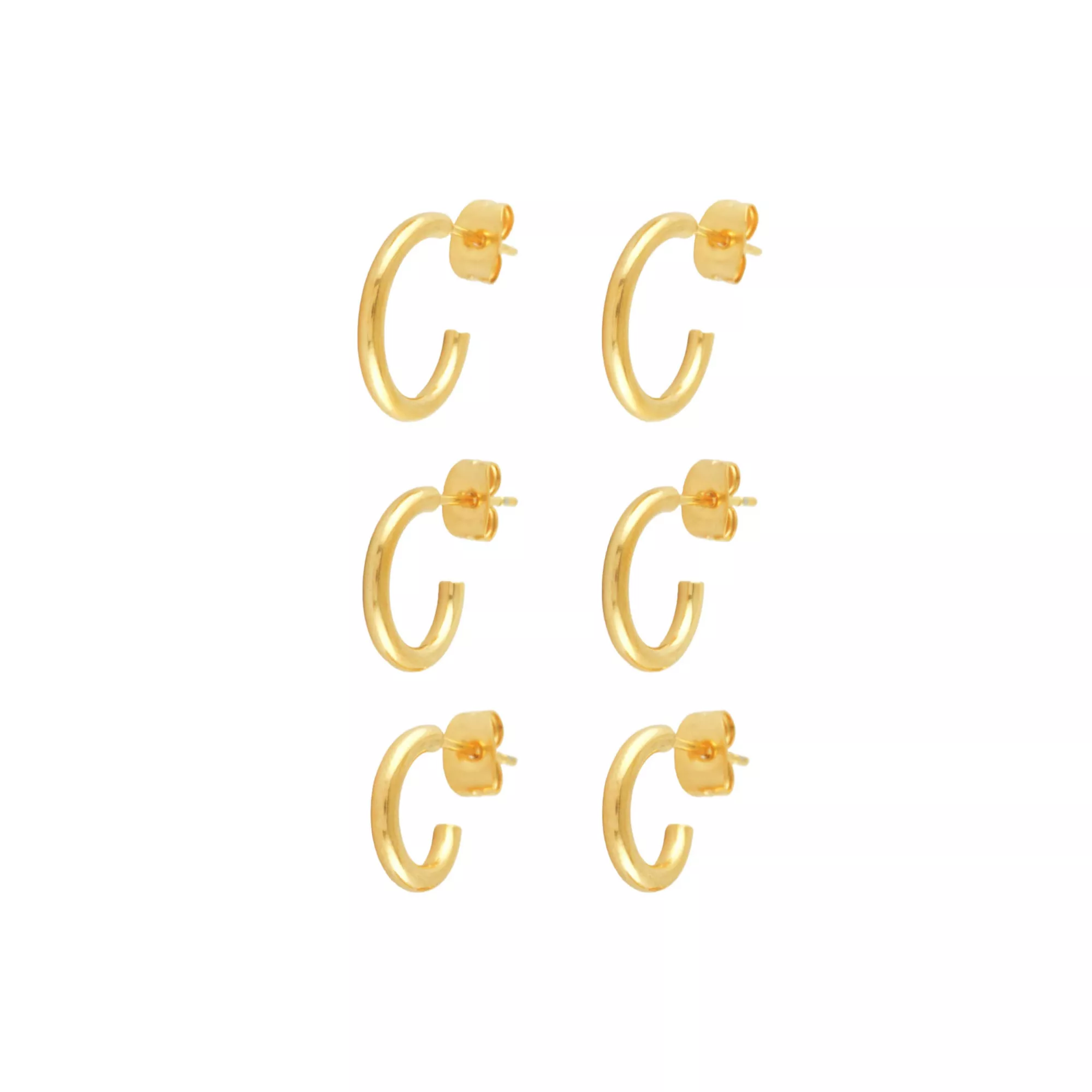 Multi-Pack Goldtone Basic Hoop Earrings 3 Pair - 18 Gauge