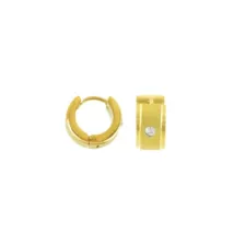 Goldtone CZ Huggie Hoops - 18 Gauge at Spencer's