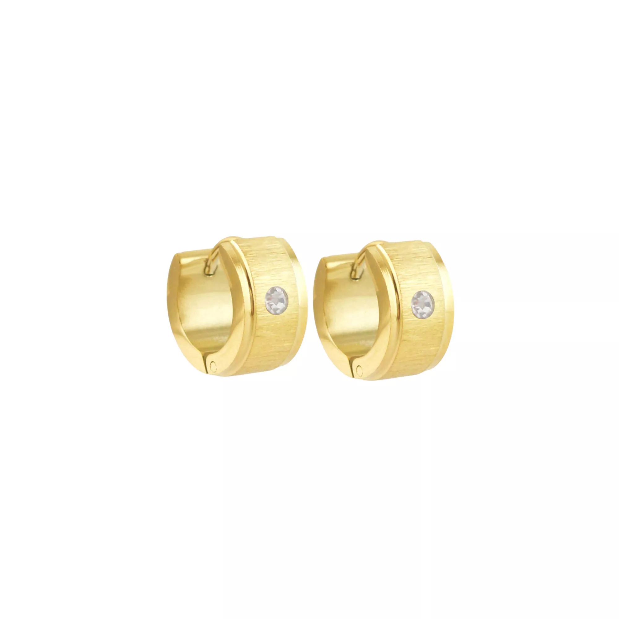 Goldtone CZ Huggie Hoops - 18 Gauge