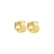 Goldtone CZ Huggie Hoops - 18 Gauge at Spencer's