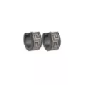 Black and Silvertone Greek Meander Pattern Huggie Hoops - 18 Gauge at Spencer's