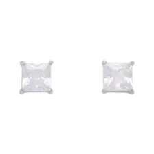 Clear CZ Square Silver-Plated Titanium Stud Earrings - 20 Gauge at Spencer's