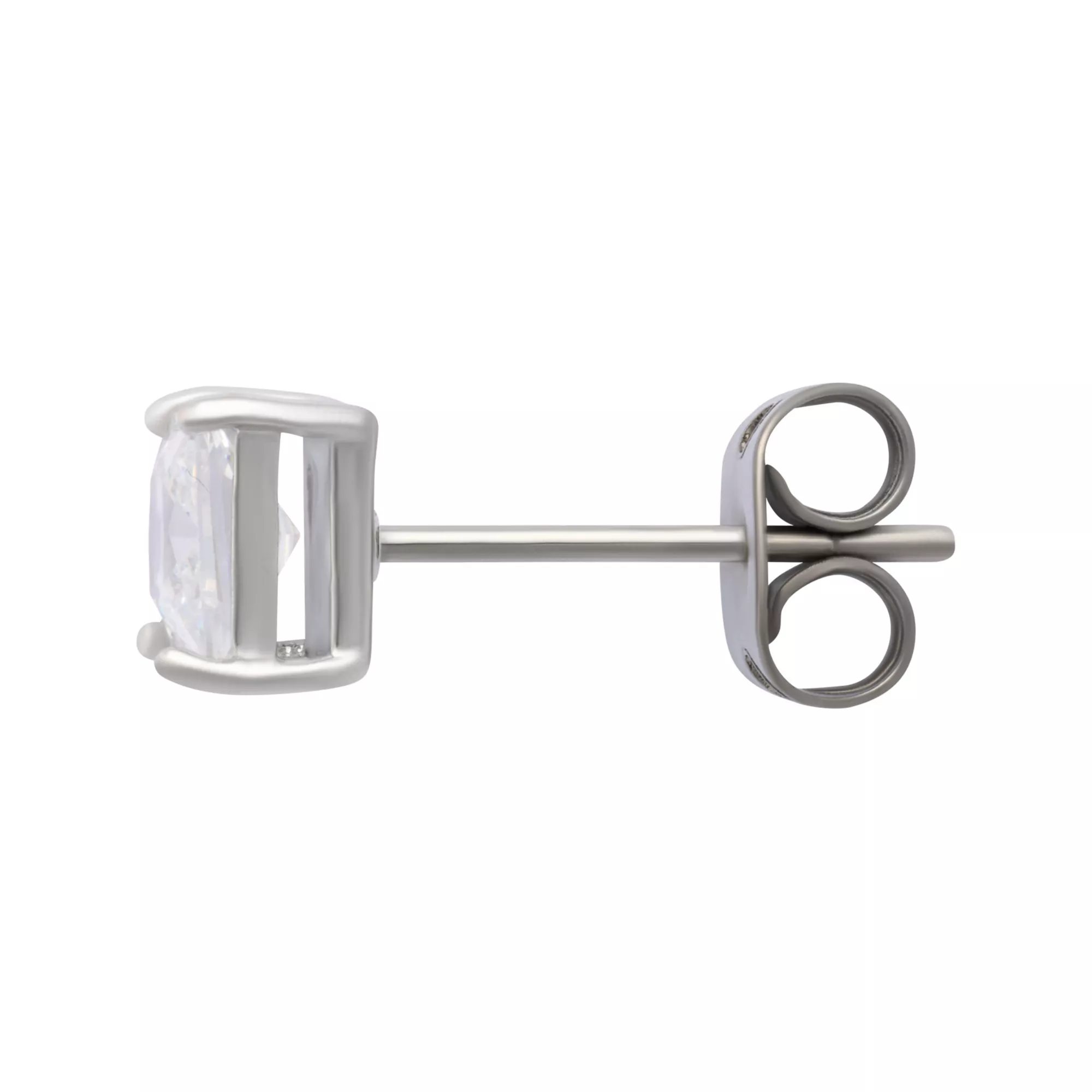 Clear CZ Square Silver-Plated Titanium Stud Earrings - 20 Gauge at Spencer's