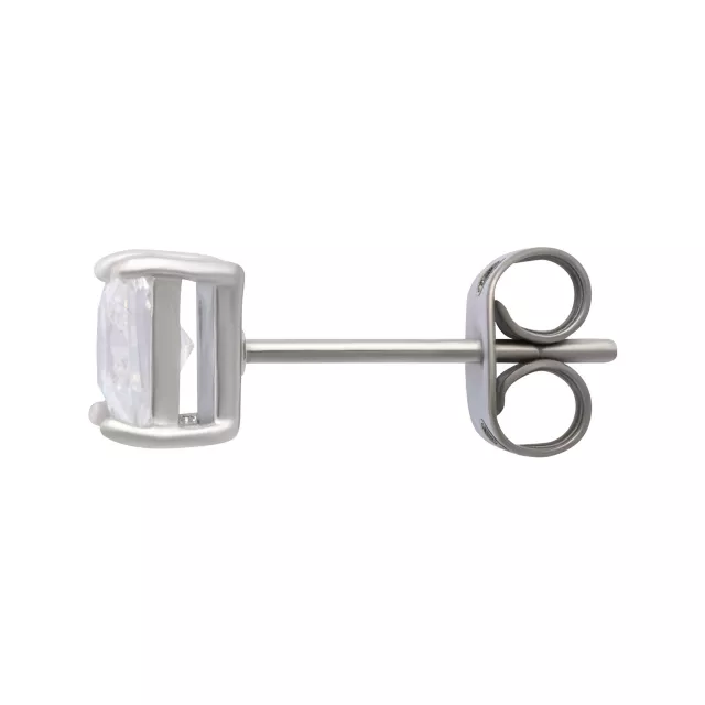 Clear CZ Square Silver-Plated Titanium Stud Earrings - 20 Gauge at Spencer's