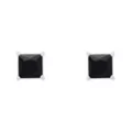 Black CZ Square Silver-Tone Titanium Stud Earrings - 20 Gauge at Spencer's