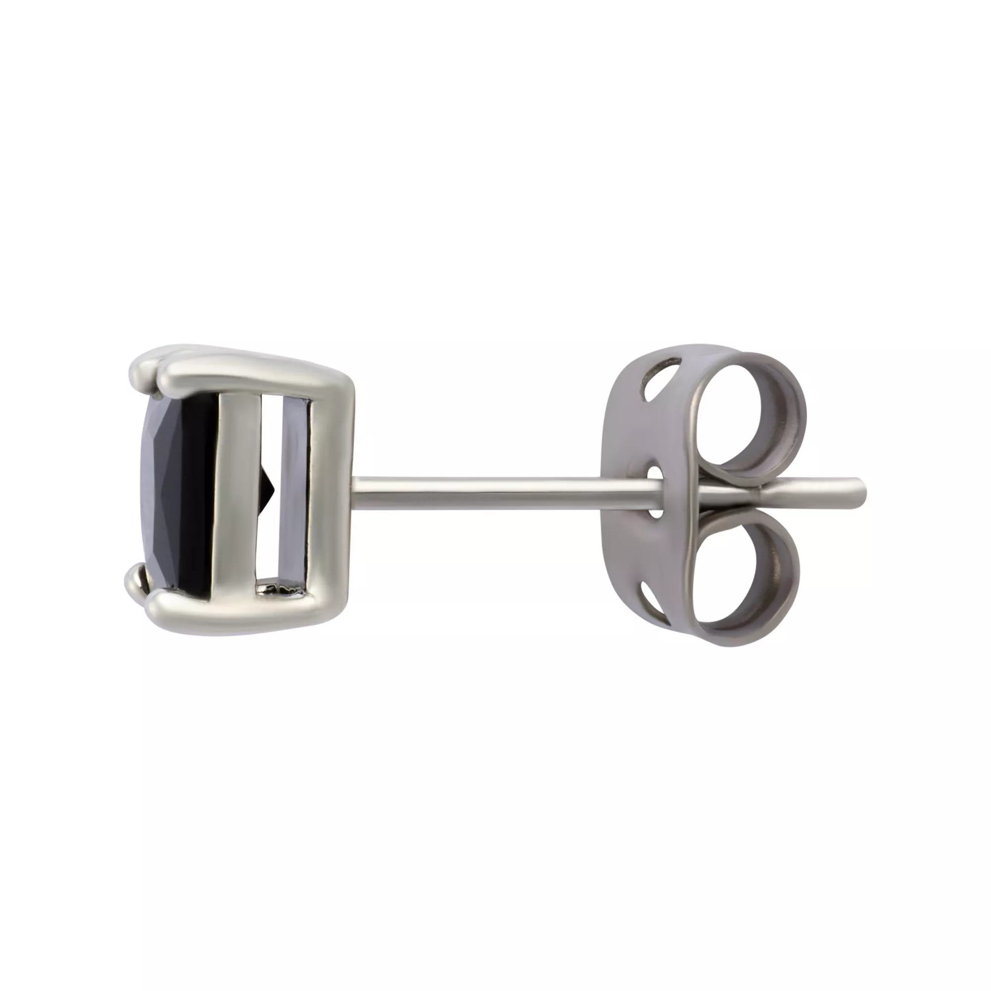 Black CZ Square Silver-Tone Titanium Stud Earrings - 20 Gauge at Spencer's