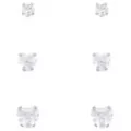 Multi-Pack Clear CZ Heart Silver-Plated Stud Earrings 3 Pair - 20 Gauge at Spencer's