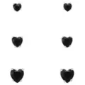 Multi-Pack Black CZ Heart Stud Earrings 3 Pairs - 20 Gauge at Spencer's
