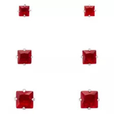 Multi-Pack Red CZ Square Stud Earrings 3 Pairs - 20 Gauge at Spencer's
