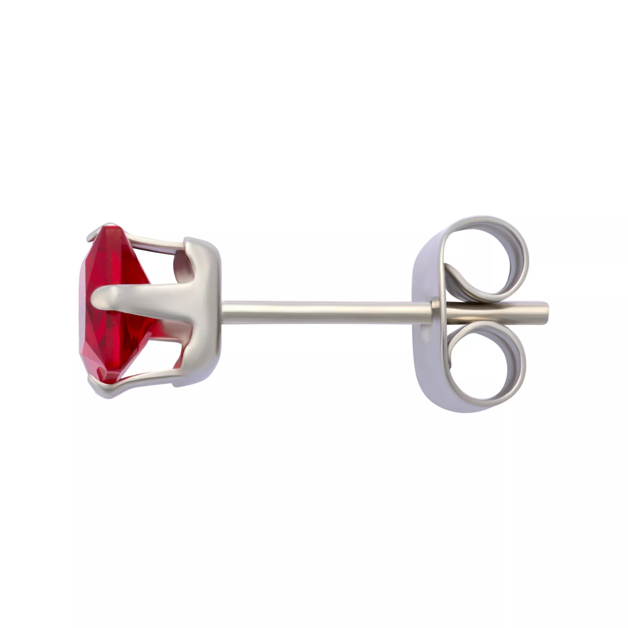 Multi-Pack Red CZ Square Stud Earrings 3 Pairs - 20 Gauge
