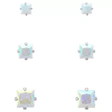 Multi-Pack Iridescent CZ Square Silver-Plated Stud Earrings 3 Pair - 20 Gauge at Spencer's
