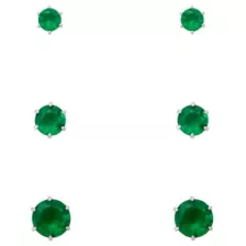 Multi-Pack Green CZ Silver-Plated Stud Earrings 3 Pair - 20 Gauge at Spencer's