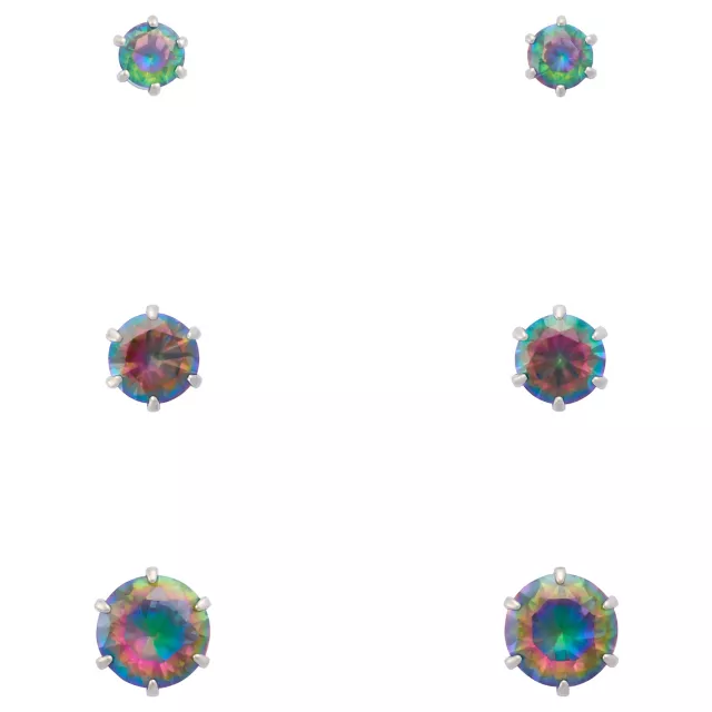 Multi-Pack Vitrail CZ Silver-Plated Stud Earrings 3 Pair - 20 Gauge at Spencer's