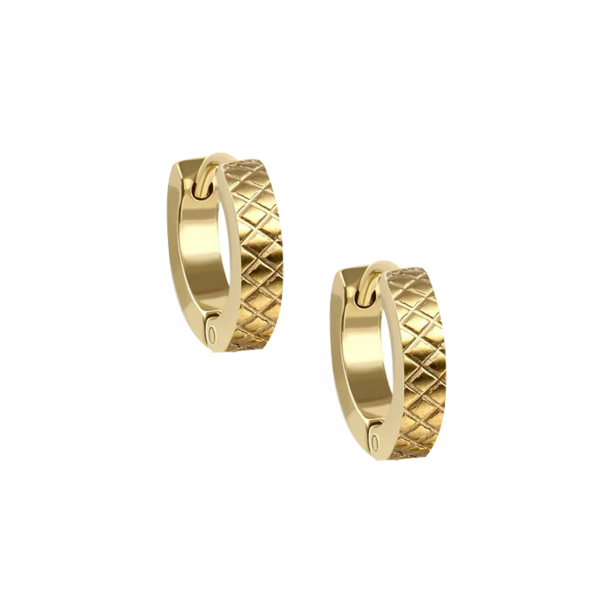 Goldtone X Pattern Huggie Hoop Earrings
