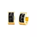 CZ Goldtone Black Rectangle Huggie Hoop Earrings at Spencer's