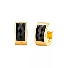 CZ Goldtone Black Rectangle Huggie Hoop Earrings at Spencer's