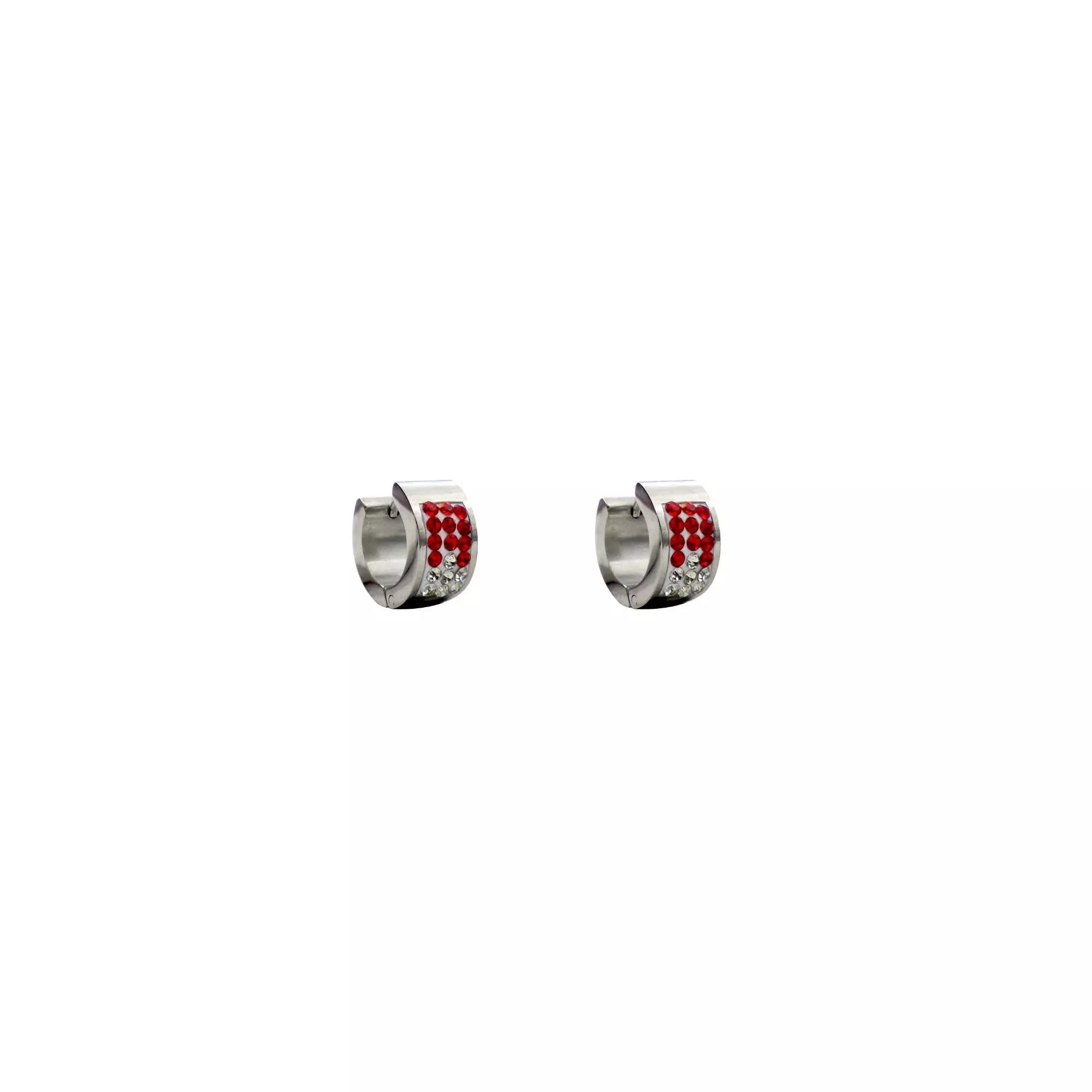 Silver and Red Gem Huggie Hoops - 18 Gauge at Spencer's