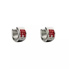 Silver and Red Gem Huggie Hoops - 18 Gauge at Spencer's