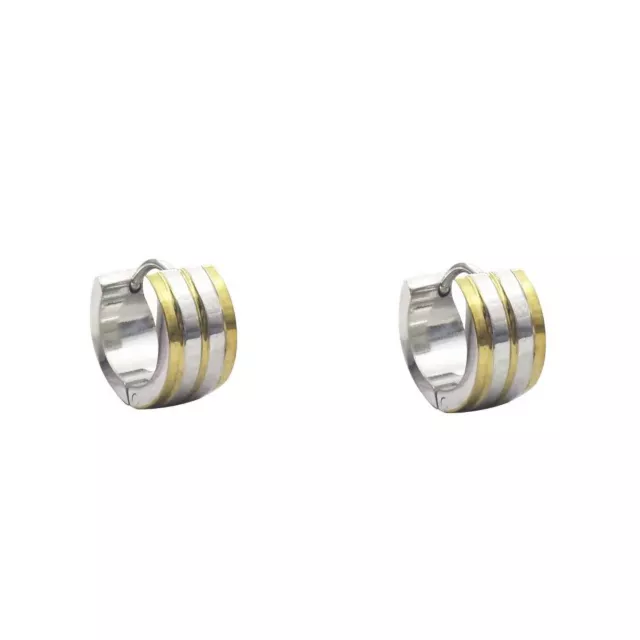 Striped Mixed Metal Huggie Hoops - 18 Gauge at Spencer's