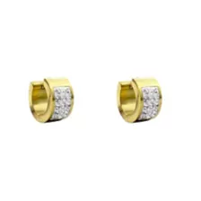 Mixed Metal Gem Huggie Hoops - 18 Gauge at Spencer's