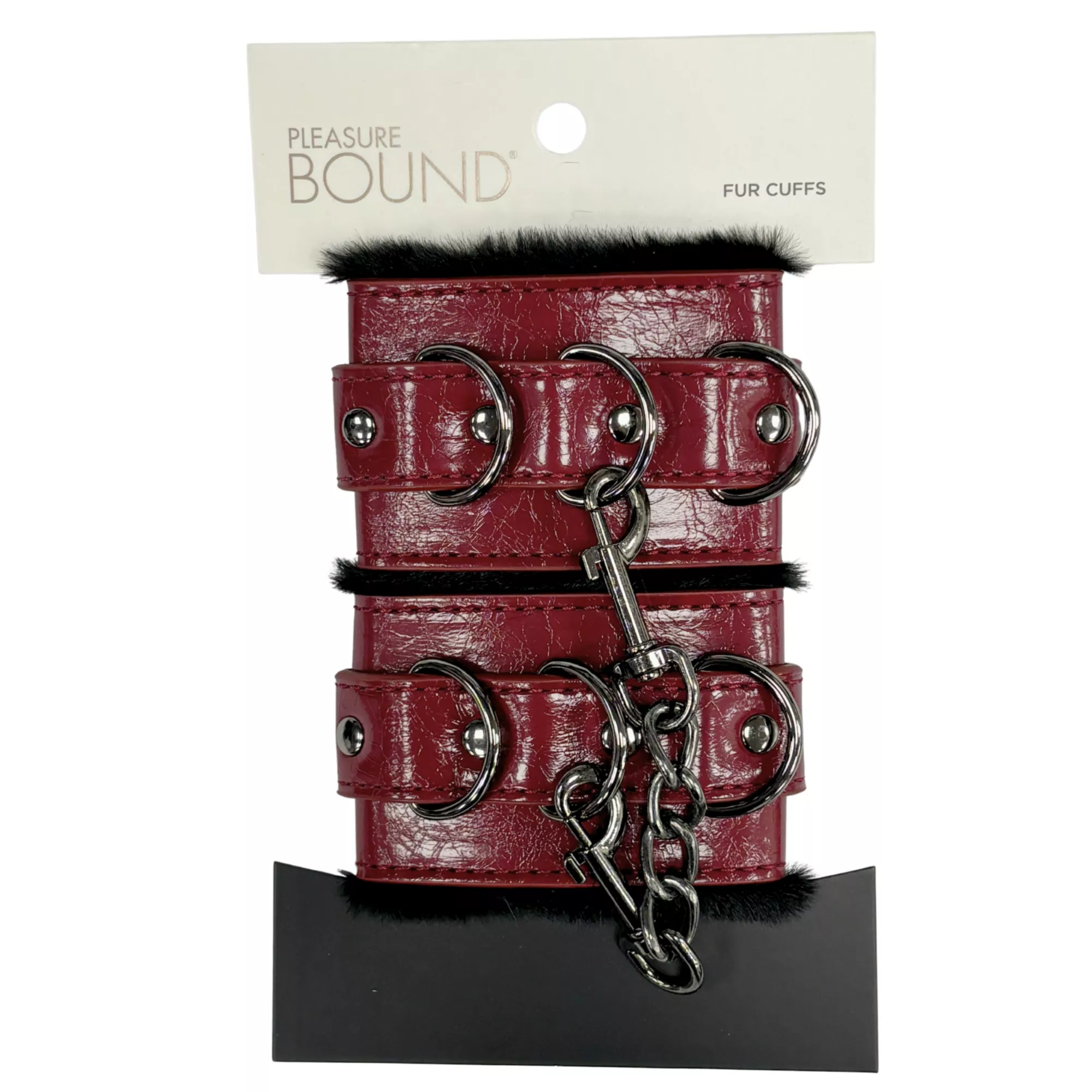 Burgundy Fur Handcuffs - Pleasure Bound at Spencer's