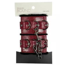 Burgundy Fur Handcuffs - Pleasure Bound at Spencer's
