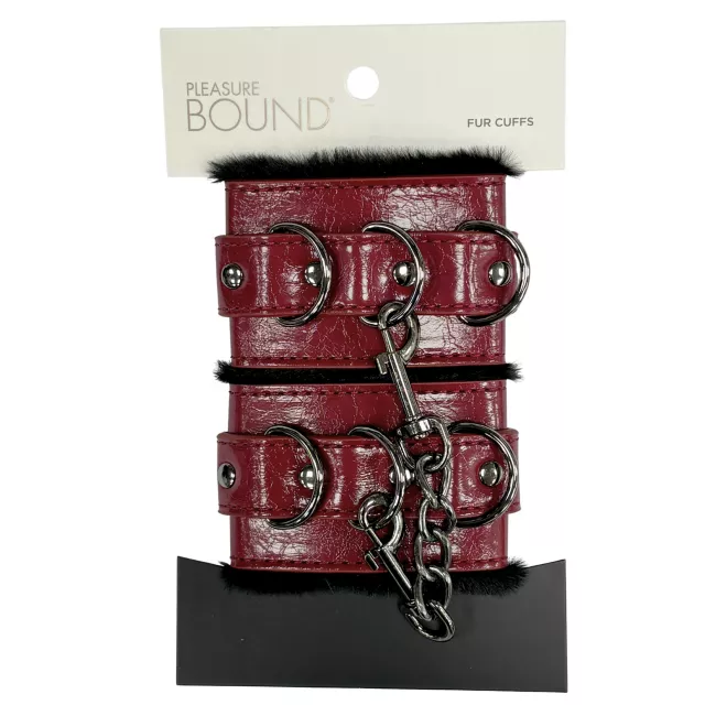 Burgundy Fur Handcuffs - Pleasure Bound at Spencer's