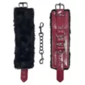 Burgundy Fur Handcuffs - Pleasure Bound at Spencer's